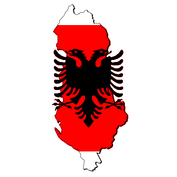 Karta och flagga i Albanien