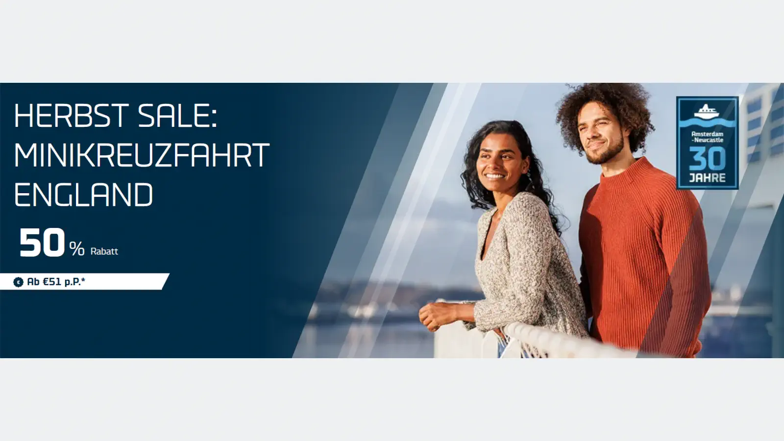 DFDS hösterbjudanden med upp till 50% rabatt på Färjor till England och Irland.