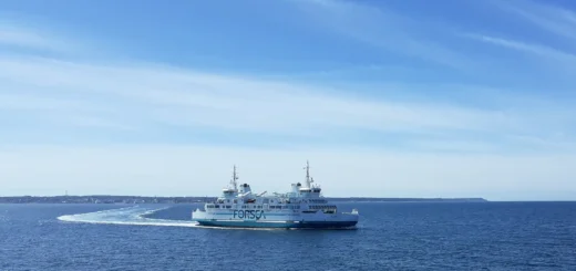 Färja Hamlet kommer från Helsingör innan den går in i Helsingborgs hamn.