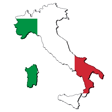 Karta och flagga i Italien