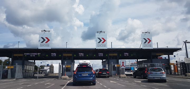 Destination Gotland Färja Incheckningsytan i Nynäshamns hamn användes också för Hansa Destinations' .