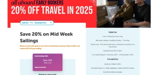P&O Ferries erbjudanden för tidig bokning med upp till 20% rabatt.