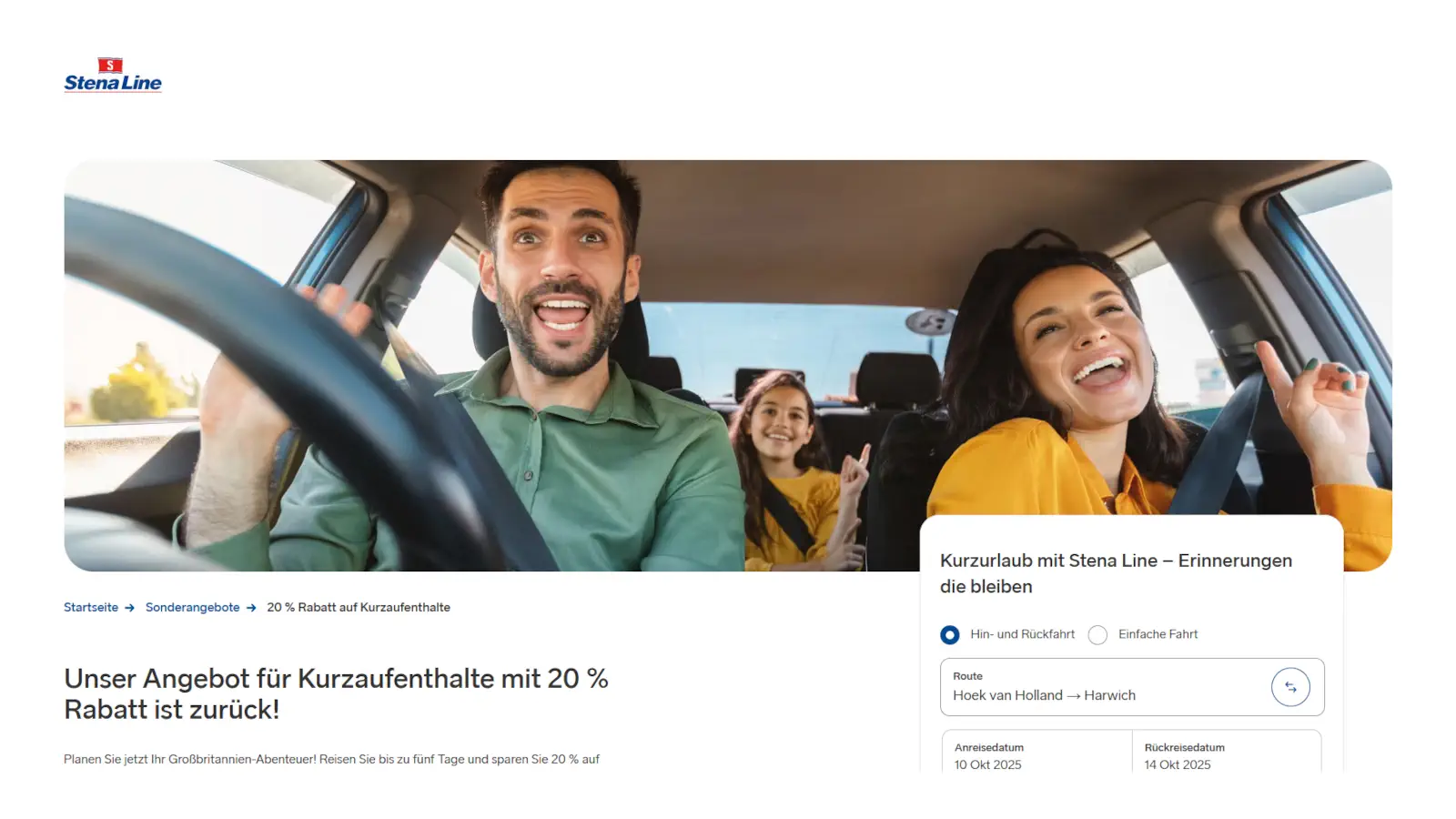 Stena Line erbjudande för korta resor till England.