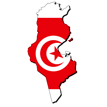 Tunisien Karta och flagga i Tunisien